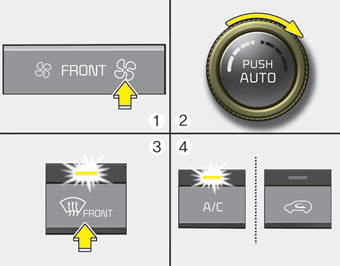 Kia Carnival: Automatic climate control system. 1. Set the fan speed to the highest position.
