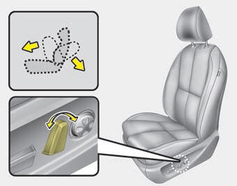 Kia Carnival: Front seat adjustment - power. Push the control switch forward or backward to move the seatback to the desired