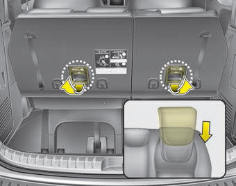 Kia Carnival: Rear seat adjustment. The rear seat can be folded and stowed in the luggage compartment to provide