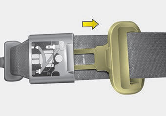 Kia Carnival: Seat belt restraint system. To fasten the rear center belt