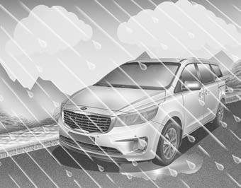 Kia Carnival: Driving in the rain. Rain and wet roads can make driving dangerous, especially if youre not prepared