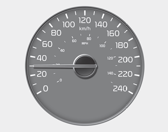 Kia Carnival: Gauges. The speedometer indicates the speed of the vehicle and is calibrated in miles
