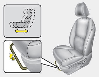 Kia Carnival: Front seat adjustment - manual. To move the seat forward or backward :