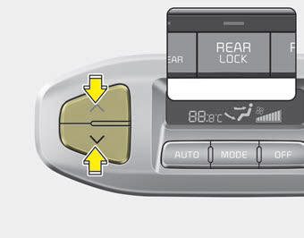 Kia Carnival: Rear climate control. Set the rear climate control selection (REAR ON) button in the front climate
