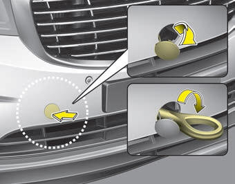 Kia Carnival: Removable towing hook (front). 1.Remove the towing hook from the tool case.