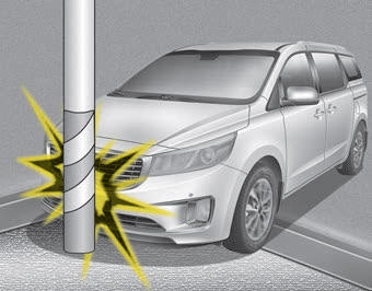 Kia Carnival: Curtain air bag.  Air bags may not inflate if the vehicle collides with objects such as utility
