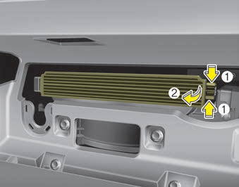 Kia Carnival: Climate control air filter. 3. Remove the climate control air filter case by pulling out right side of the