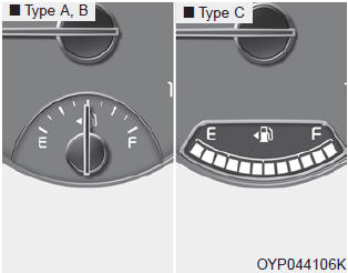 Kia Carnival: Gauges. This gauge indicates the approximate amount of fuel remaining in the fuel tank.