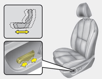Kia Carnival: Front seat adjustment - power. Push the control switch forward or backward to move the seat to the desired position.