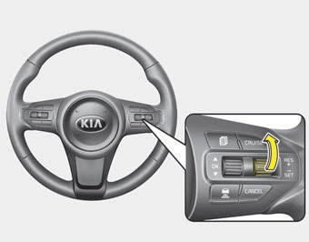 Kia Carnival: To increase cruise control set speed. If any method other than the CRUISE button was used to cancel cruising speed