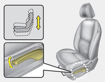 Kia Carnival: Front seat adjustment - manual. To change the height of the seat, push the lever upwards or downwards.