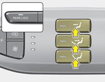 Kia Carnival: Rear climate control. When the rear climate control selection (REAR ON) button in the front climate