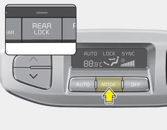 Kia Carnival: Rear climate control. When the rear climate control selection (REAR ON) button in the front climate