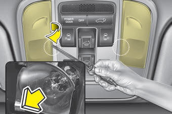 Kia Carnival: Interior light bulb replacement. Map lamp