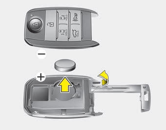 Kia Carnival: Battery replacement. A smart key battery should last for several years, but if the smart key is not