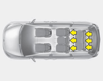 Kia Carnival: Headrest (for rear seat). The rear seat(s) is equipped with headrests in all the seating positions for